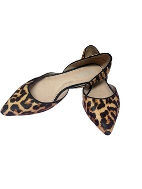 Michael Shannon Leopard Print Calf Hair Pointed Toe D'Orsay Flats